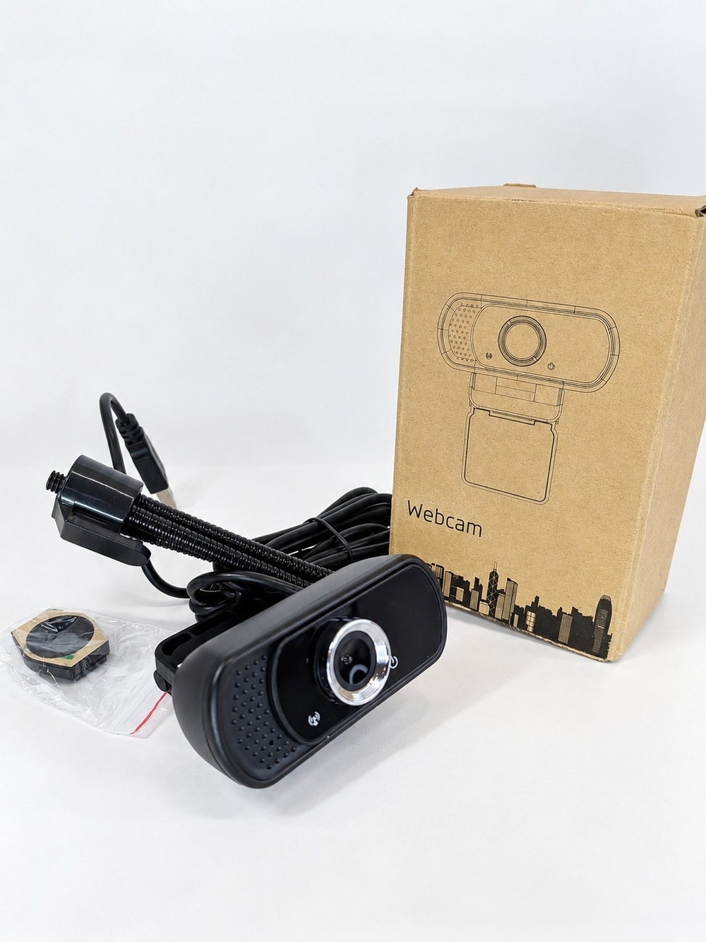Black USB Webcam 1080P with Microphone Model N5, Computer Camera